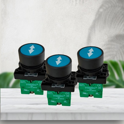 Nút Nhấn TEKNIC P2AF6DWA90+S1 xanh dương, mũi tên 2 chiều trắng